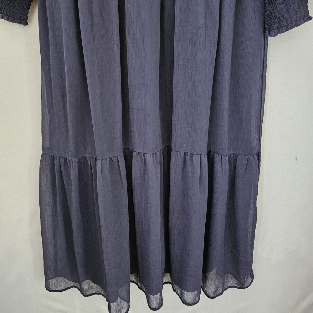 Old Navy Waist Defined Smocked Tie Front Maxi Chiffon Dress Navy Blue Sz XL NWOT - Picture 14 of 14